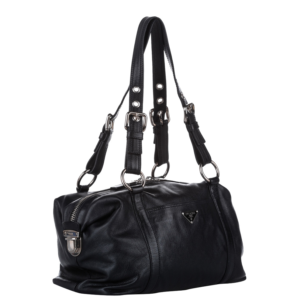 

Prada Black Leather Shoulder Bag
