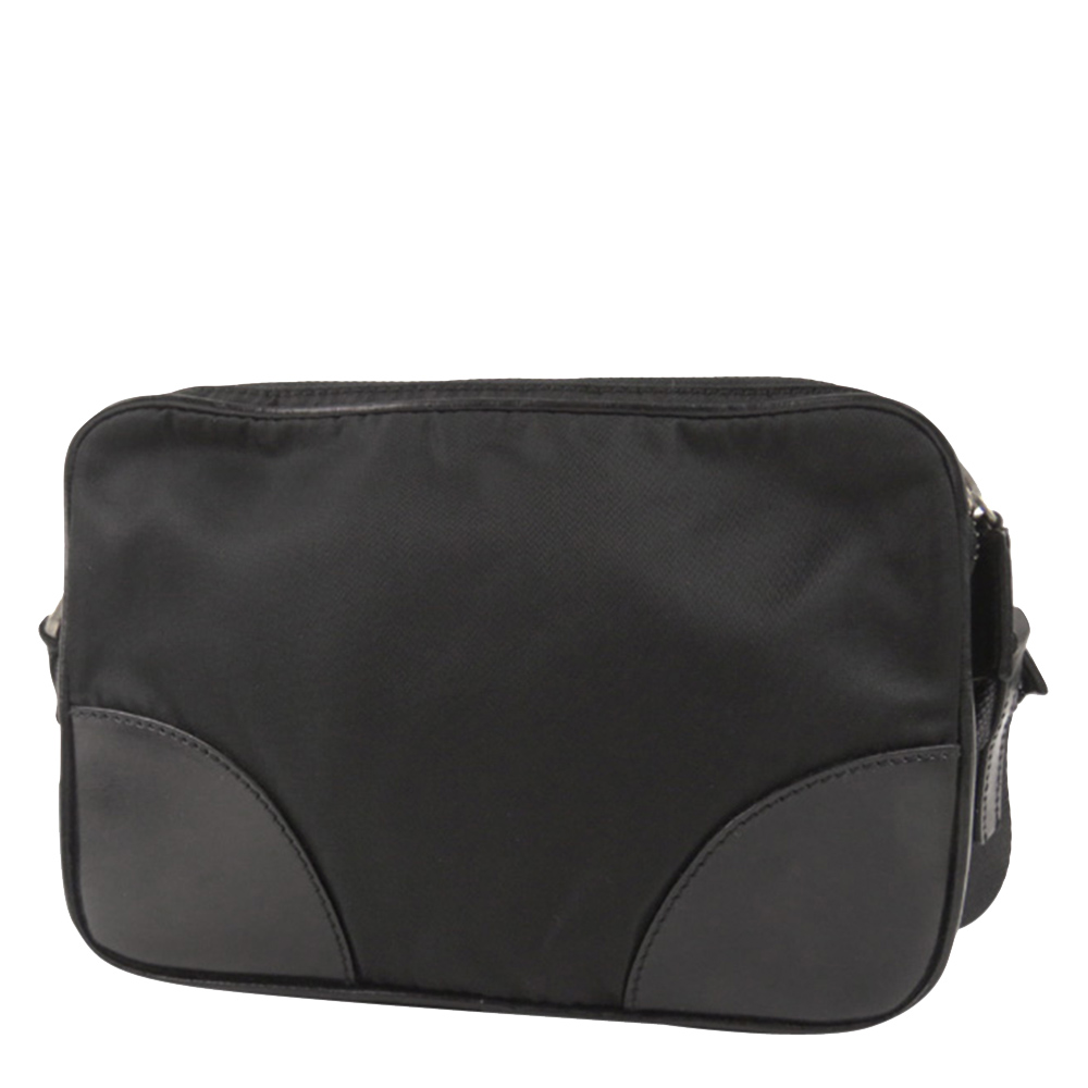

Prada Black Leather, Fabric, Nylon Tessuto Shoulder Bag