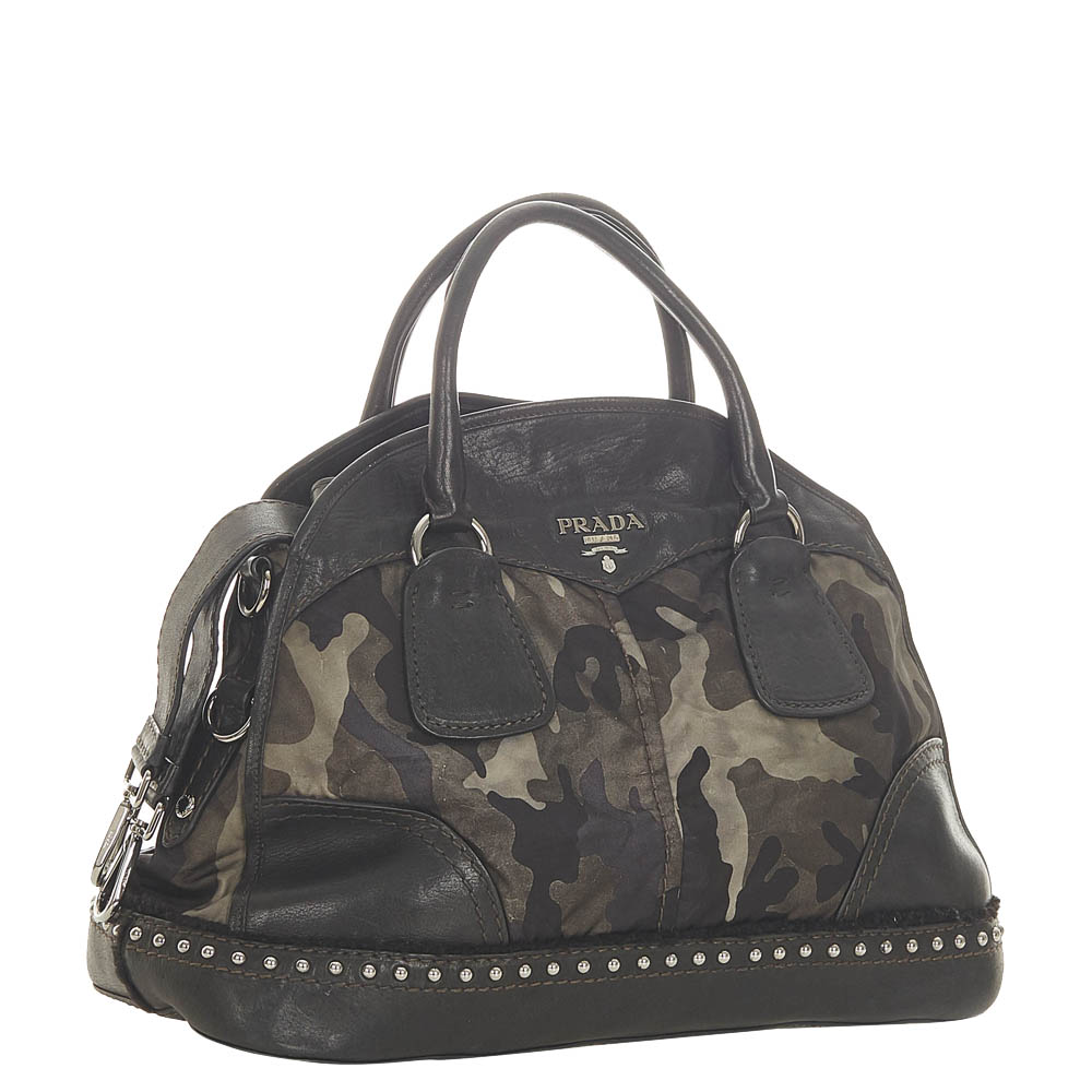 

Prada Black Saffiano Leather Camouflage Satchel Bag