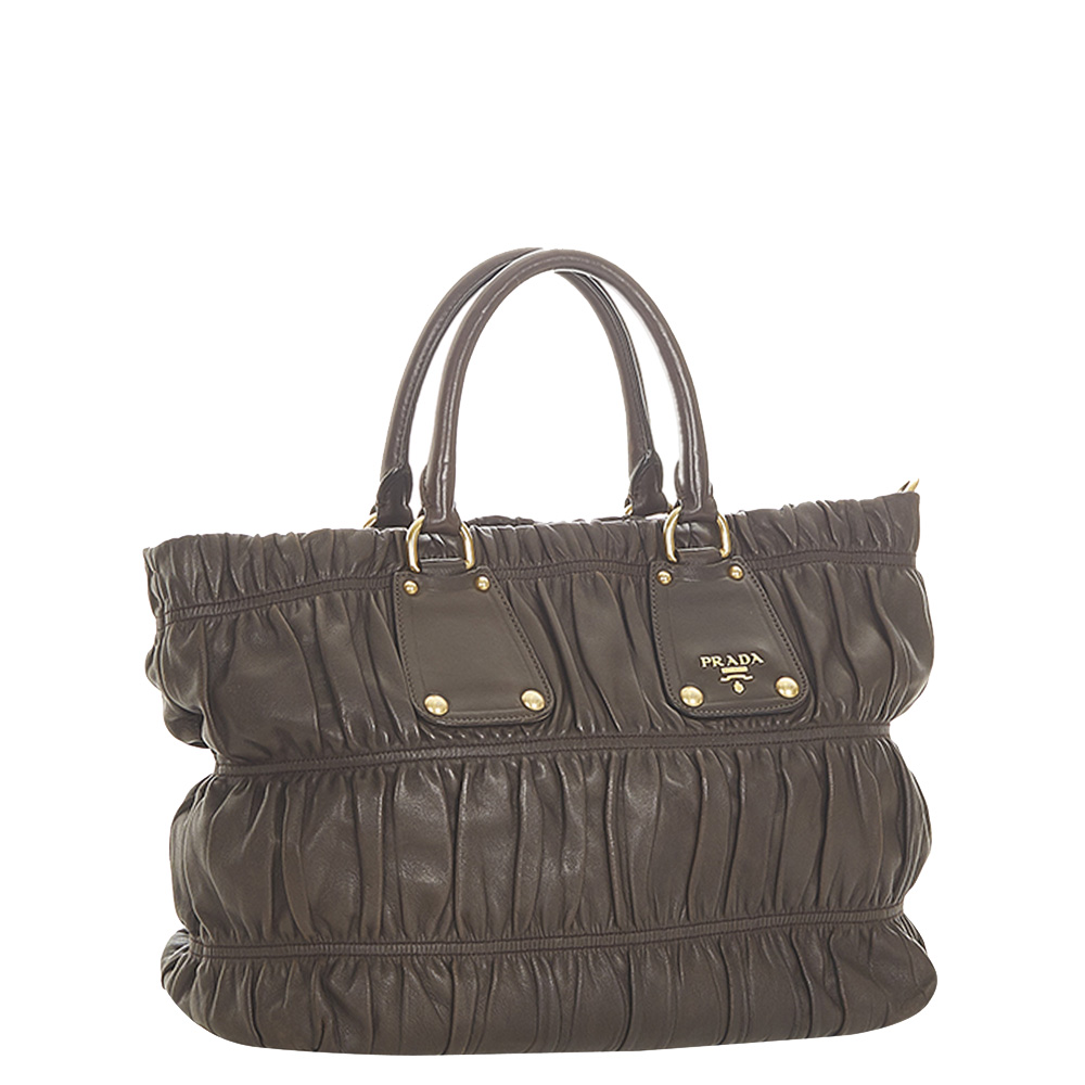 

Prada Brown/Dark Brown Nappa Leather Gaufre Satchel Bag