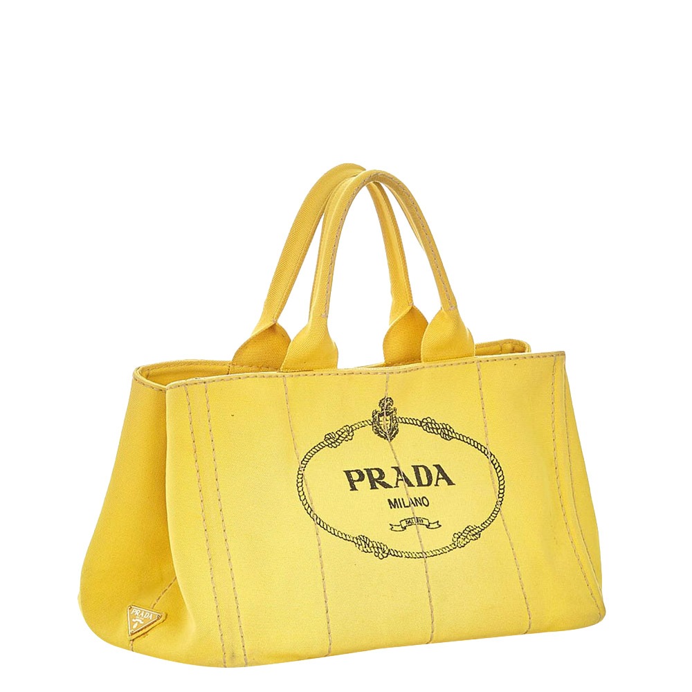 

Prada Yellow Canvas Canapa Tote Bag