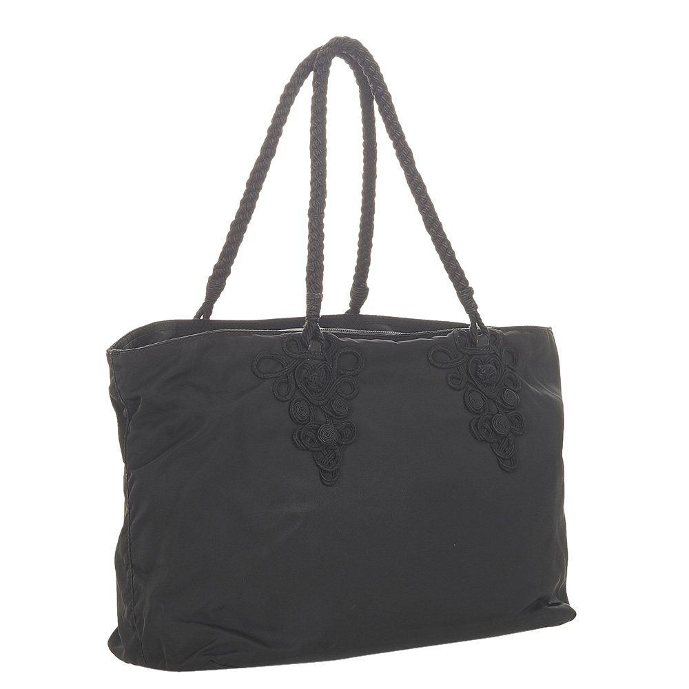 

Prada Black Fabric Nylon Tessuto Tote Bag