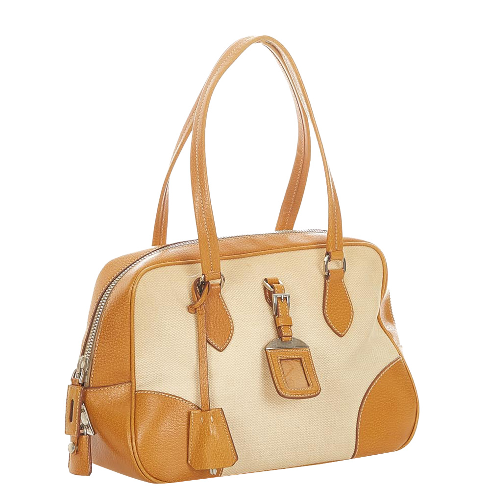 

Prada Brown/Beige Canvas Fabric Shoulder Bag