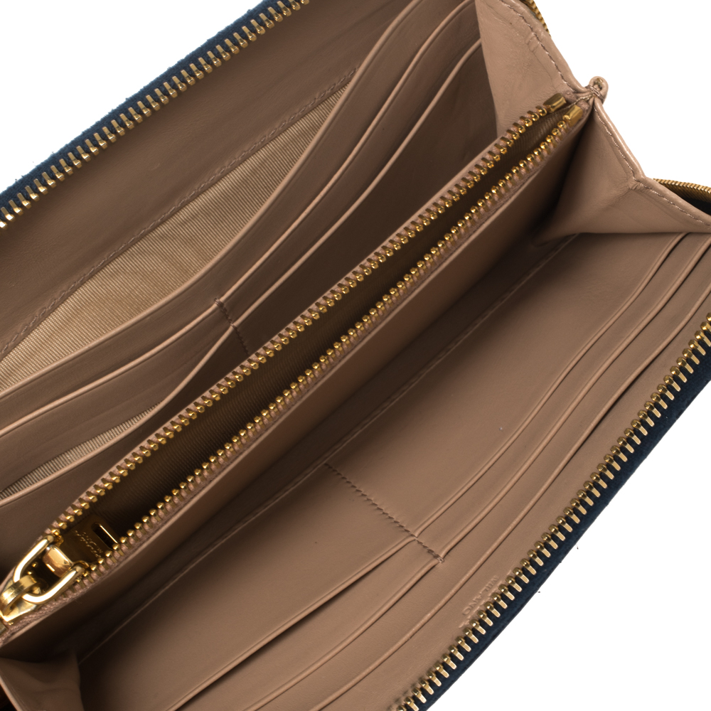 

Prada Blue Patent Leather Zip Around Wallet