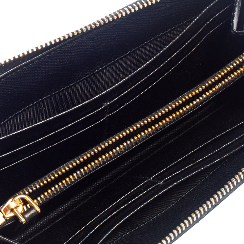 

Prada Black Saffiano Lux Leather Zip Around Wallet