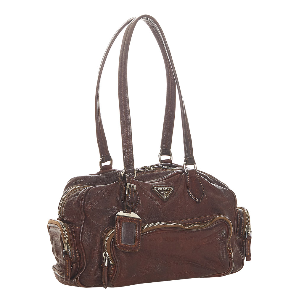 

Prada Brown/Dark Brown Leather Shoulder Bag