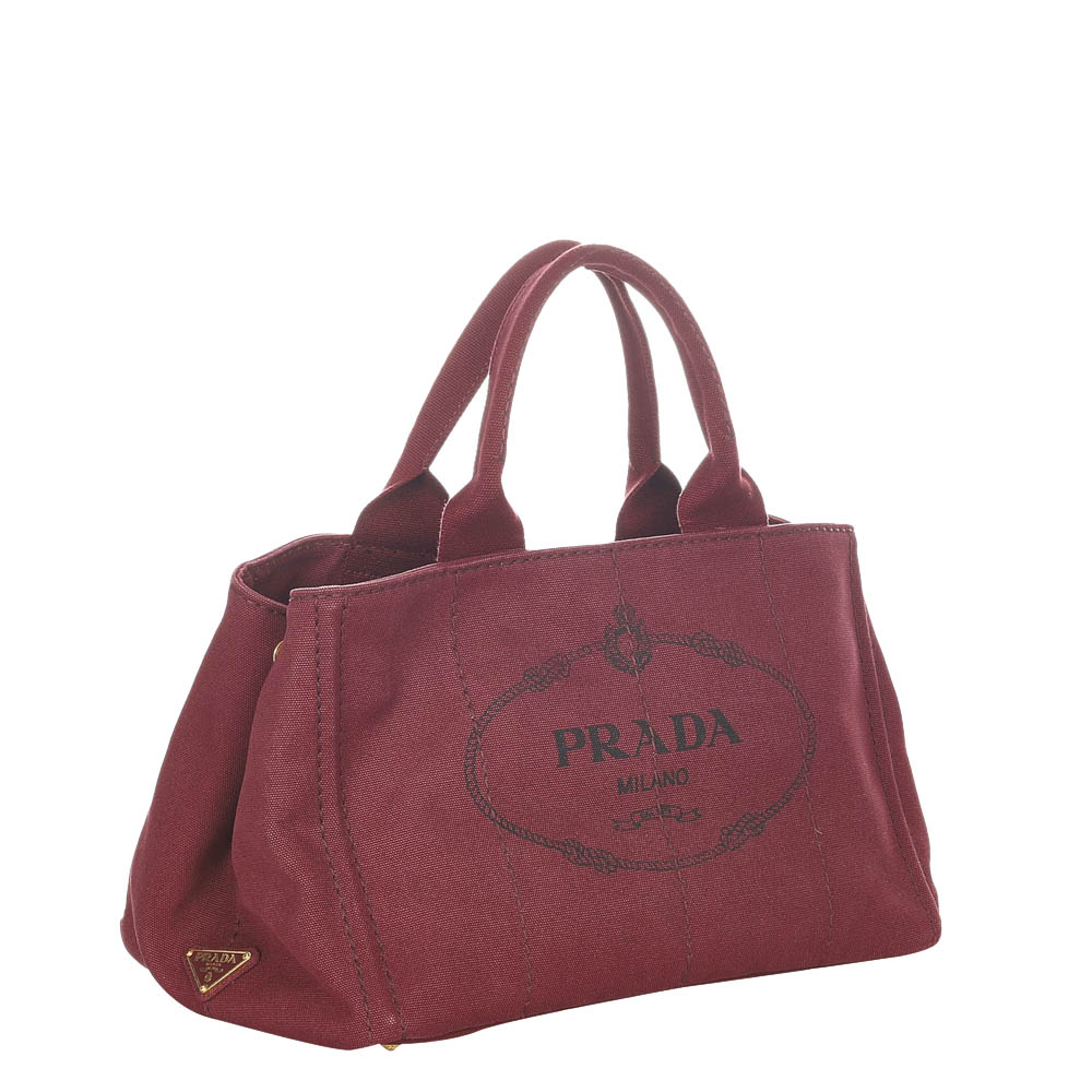

Prada Red Canvas Canapa Tote Bag