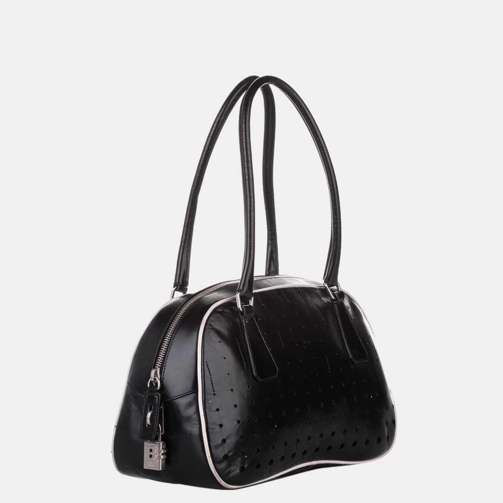 

Prada Black Perforated Leather Shoulder Bag
