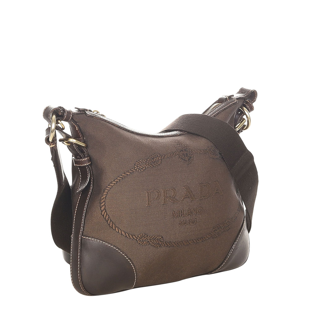 

Prada Brown Canvas Canapa Logo Crossbody Bag