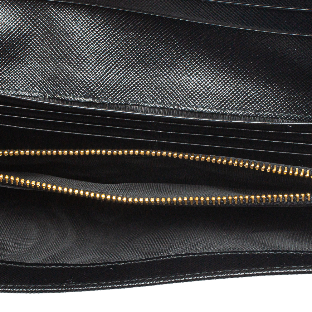 

Prada Black Saffiano Leather Bow Continental Wallet