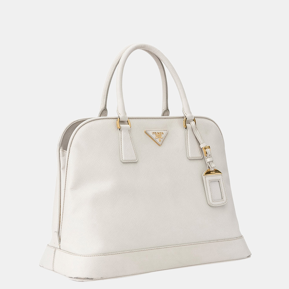 

Prada White Saffiano Lux Satchel