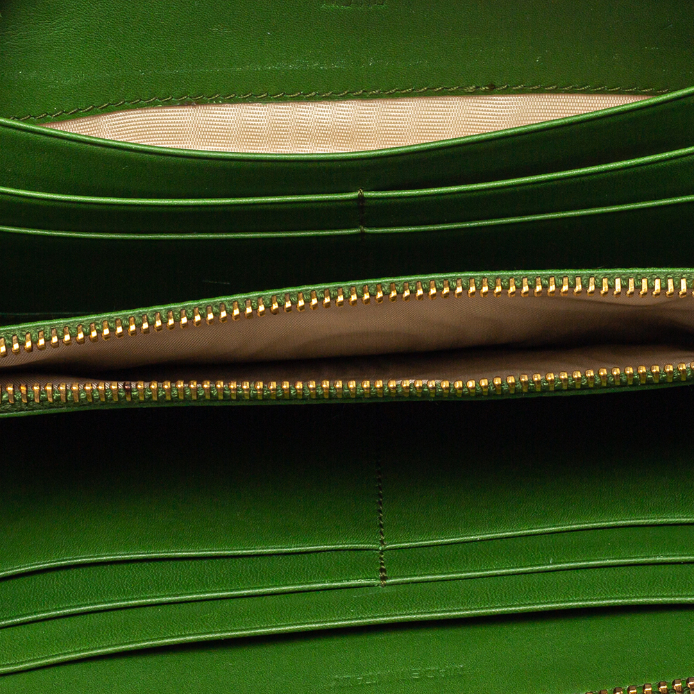 

Prada Apple Green Patent Leather Zip Around Continental Wallet
