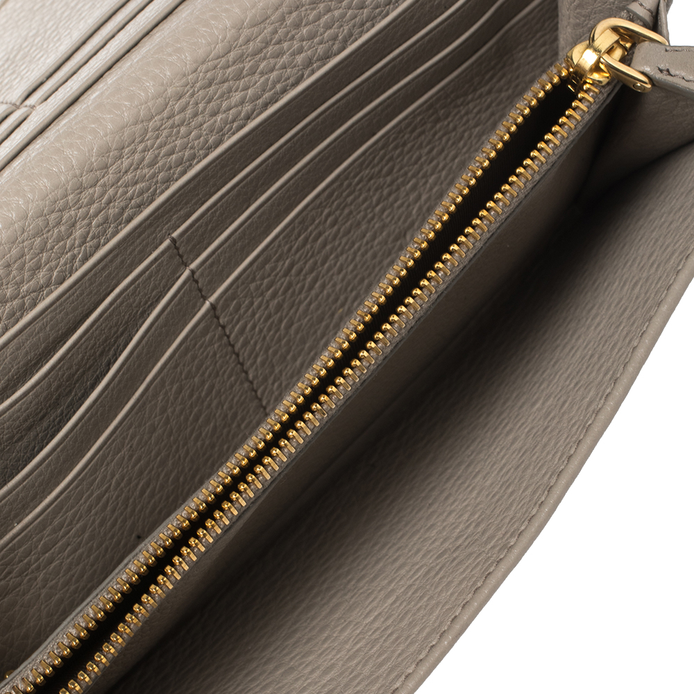 

Prada Beige Daino Leather Flap Continental Wallet