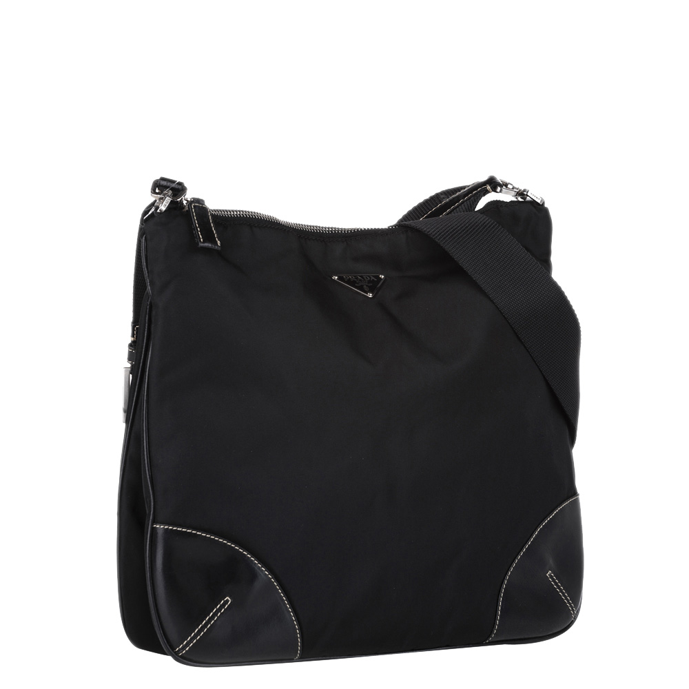 

Prada Black Leather Nylon Tessuto Shoulder Bag