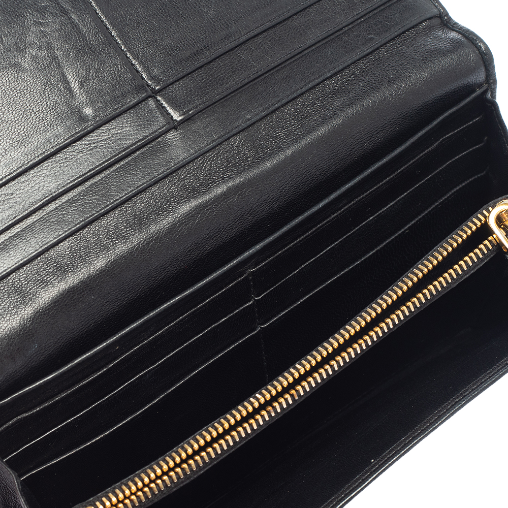 

Prada Black Matelassé Leather Flap Continental Wallet