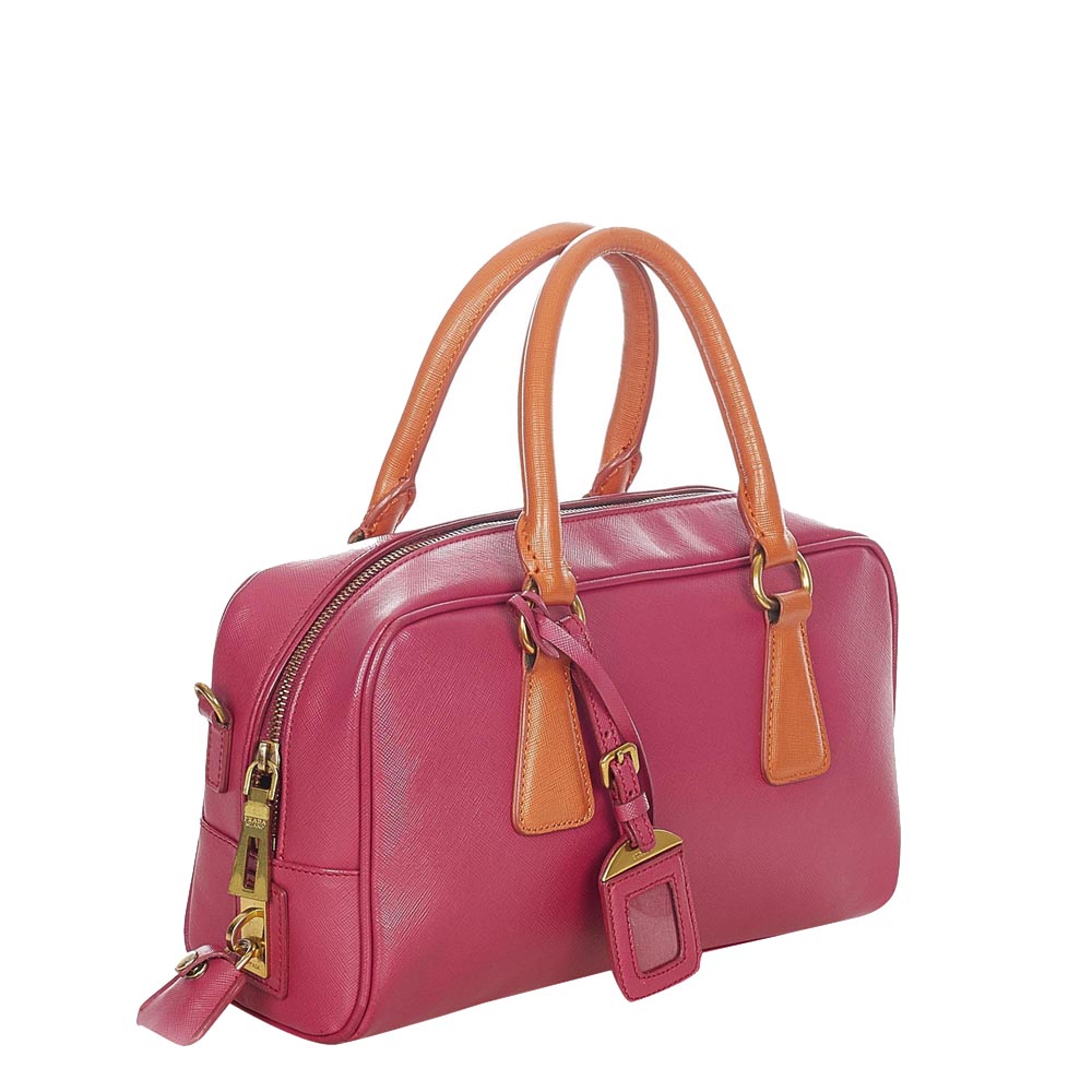 

Prada Pink/Orange Saffiano Leather Lux Galleria Satchel Bag