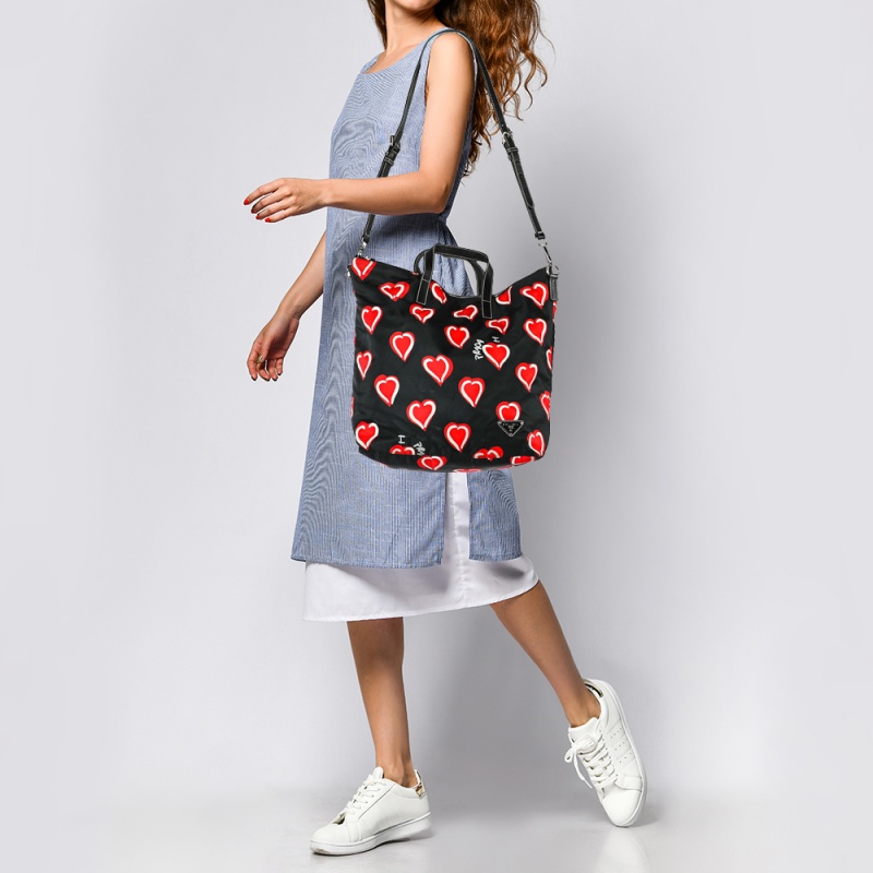 

Prada Black Nylon Heart Tote