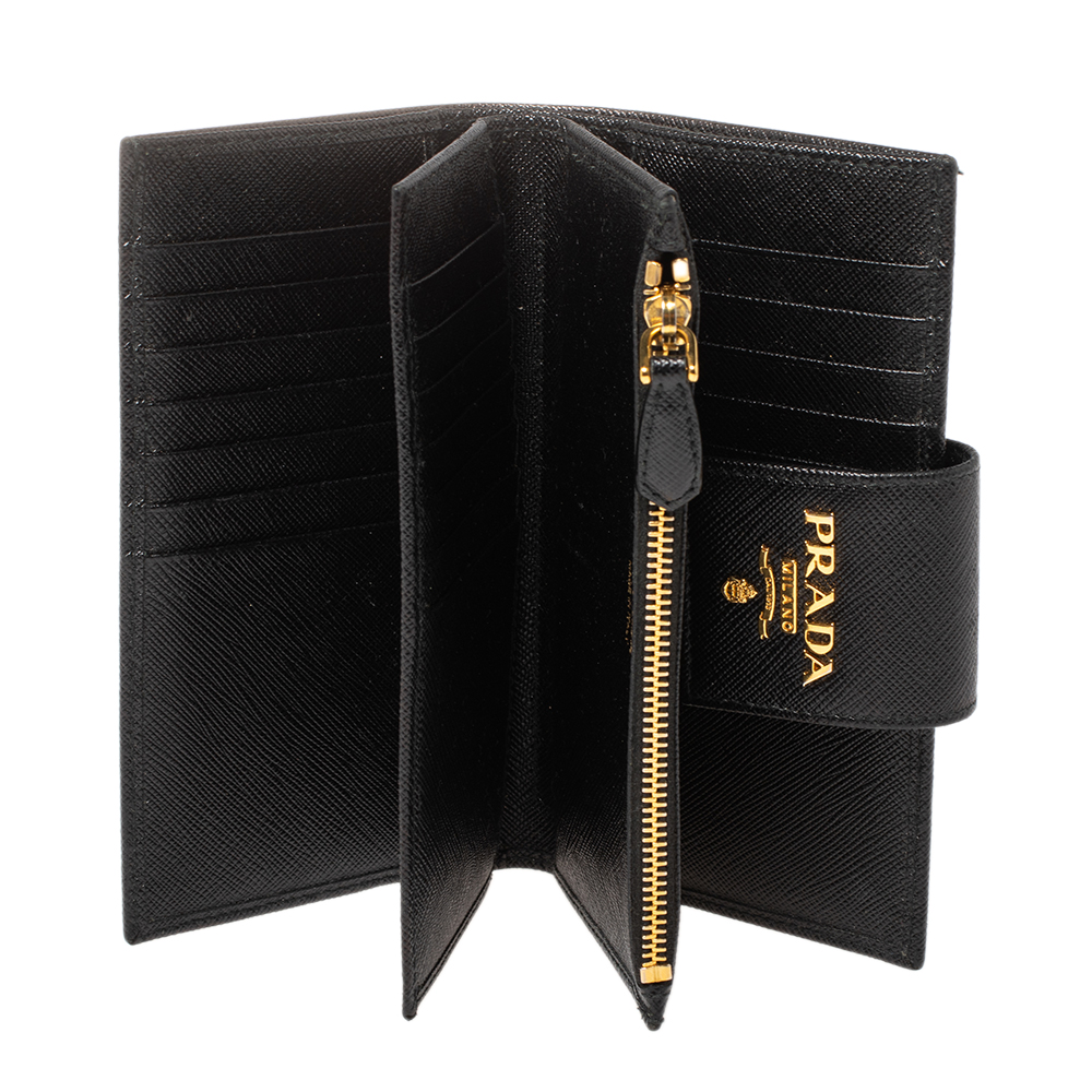 

Prada Black Saffiano Leather Continental Wallet