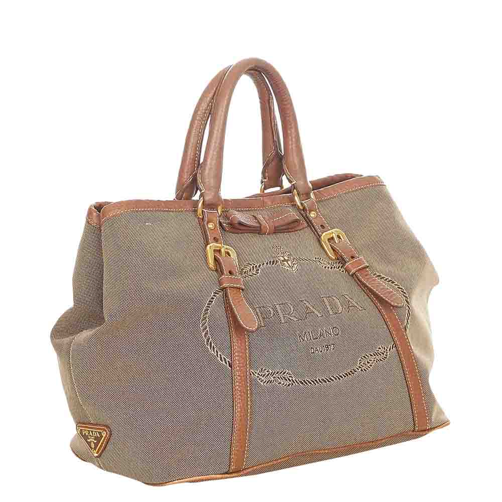 

Prada Brown Canvas Canapa Logo Satchel Bag