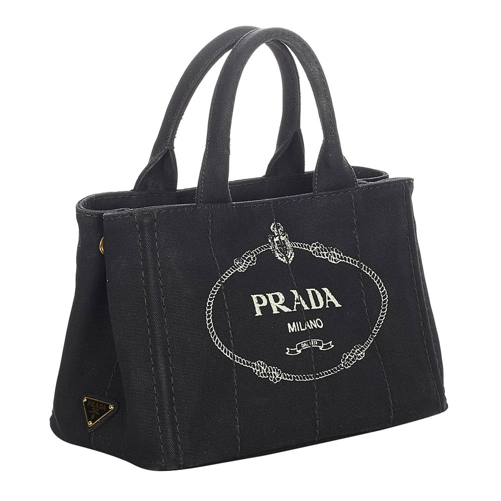 

Prada Black Canvas Canapa Logo Tote Bag