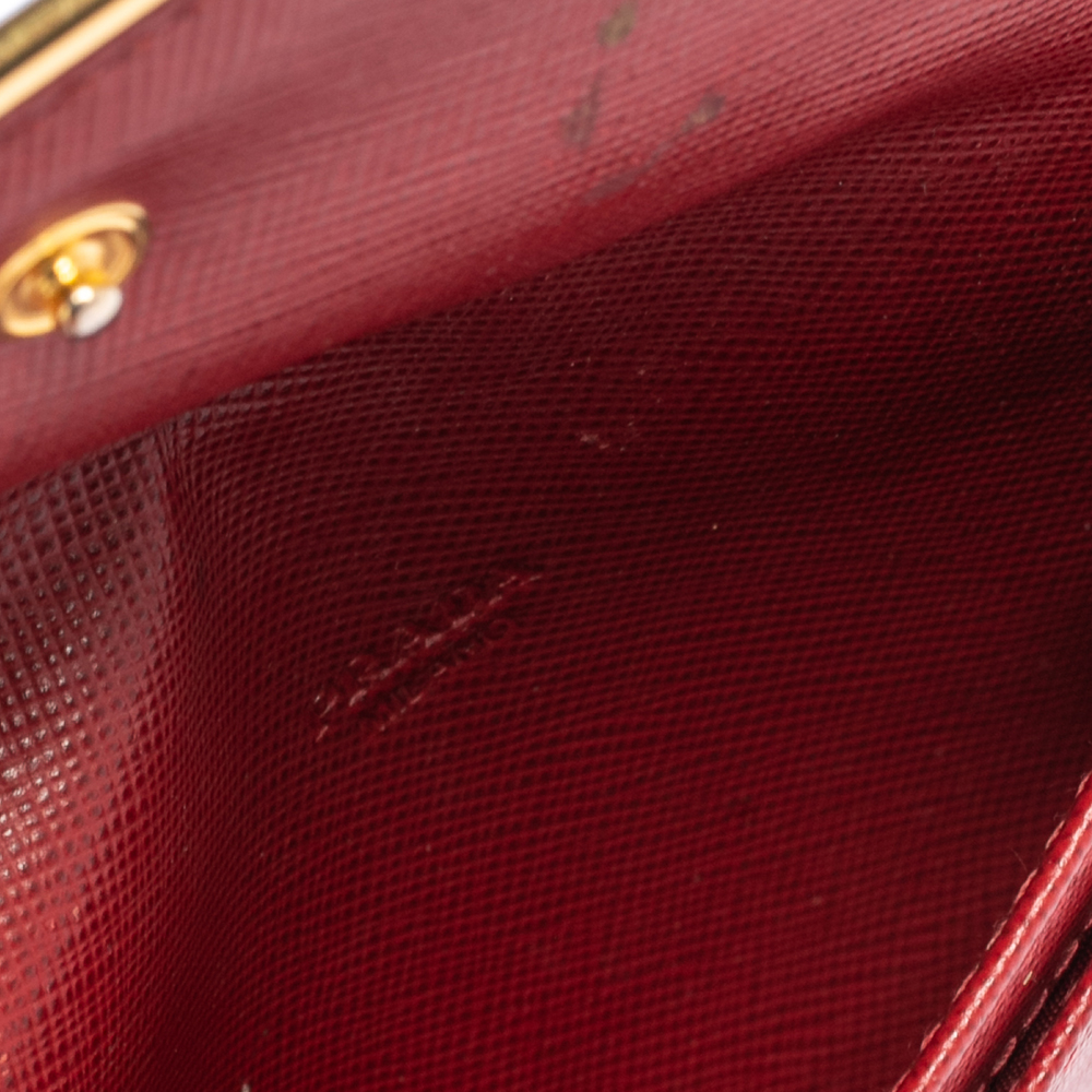 

Prada Red Saffiano Leather Flap Metal Card Holder