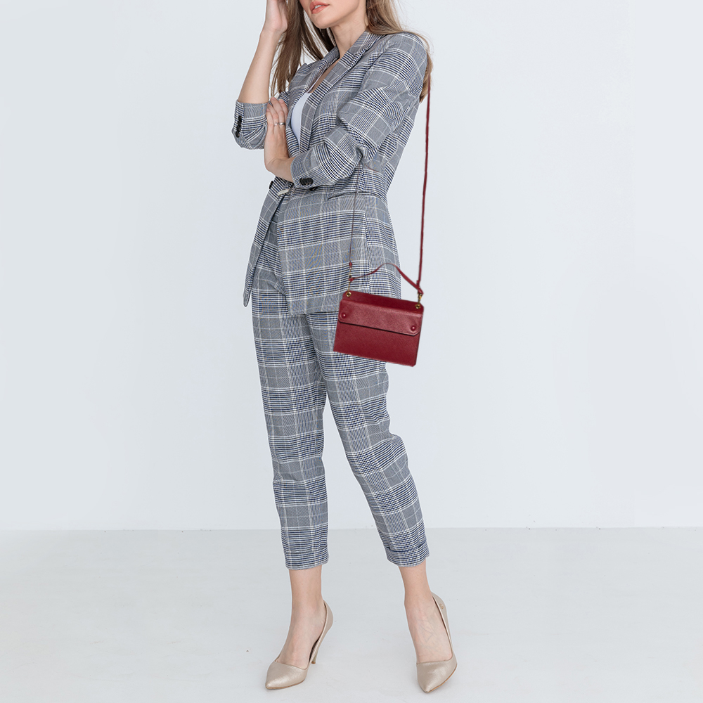 

Prada Dark Red Saffiano Lux Leather Mini Crossbody Bag