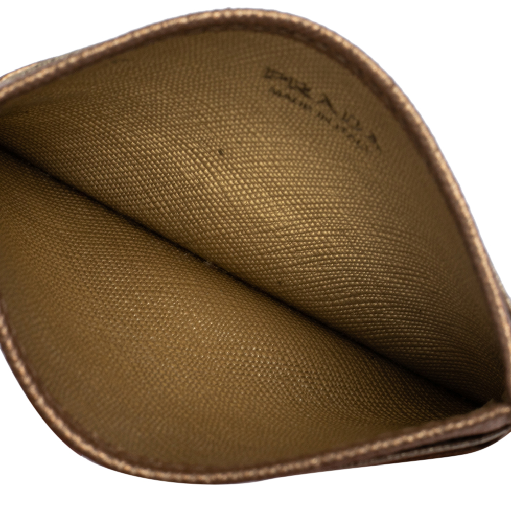 

Prada Bronze/Gold Saffiano Leather Card Holder
