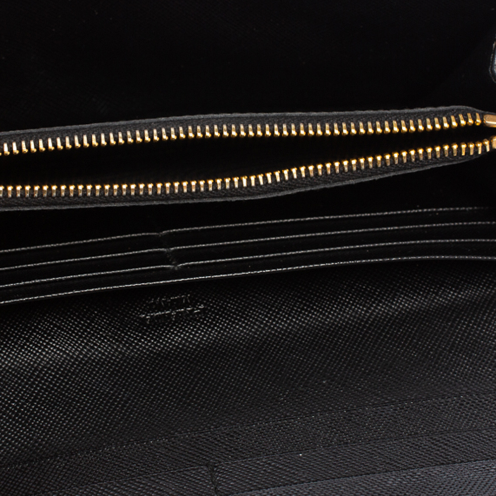 

Prada Black Saffiano Leather Flap Continental Wallet