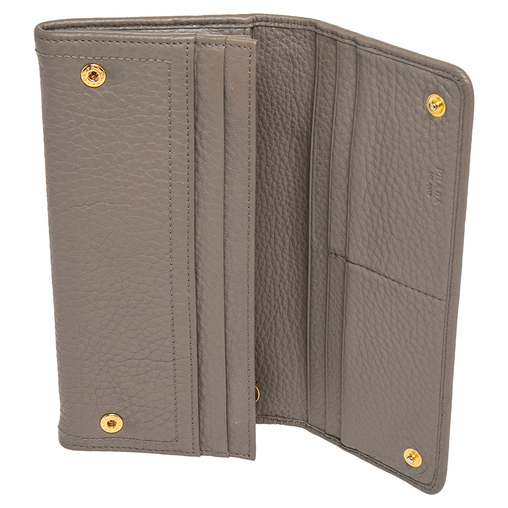 

Prada Grey Vitello Daino Leather Long Continental Wallet