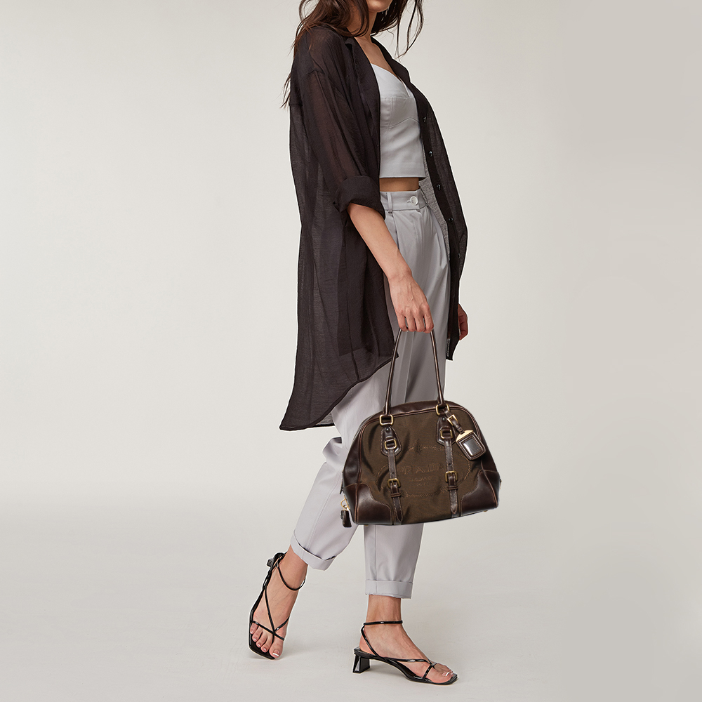 

Prada Brown Leather And Canvas Satchel