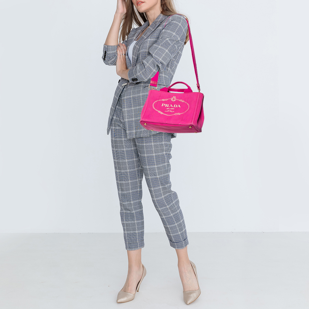 

Prada Pink Canvas Small Canapa Logo Tote