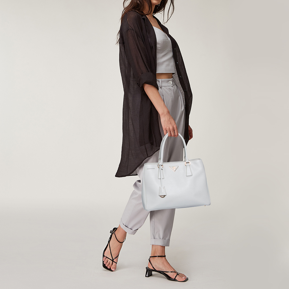 

Prada White Saffiano Lux Leather Medium Open Tote