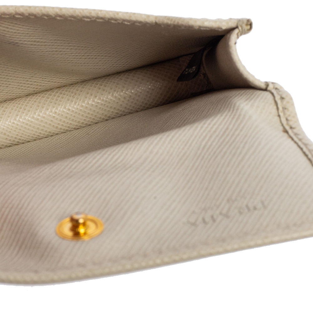 

Prada White Saffiano Metal Leather Card Case