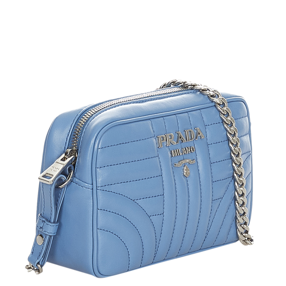 

Prada Black Soft Calf Leather Diagramme Crossbody Bag, Blue