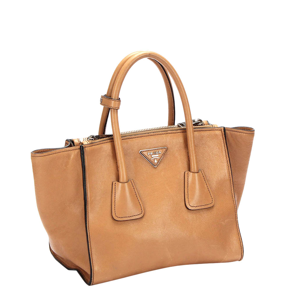 

Prada Orange Leather Tote Bag