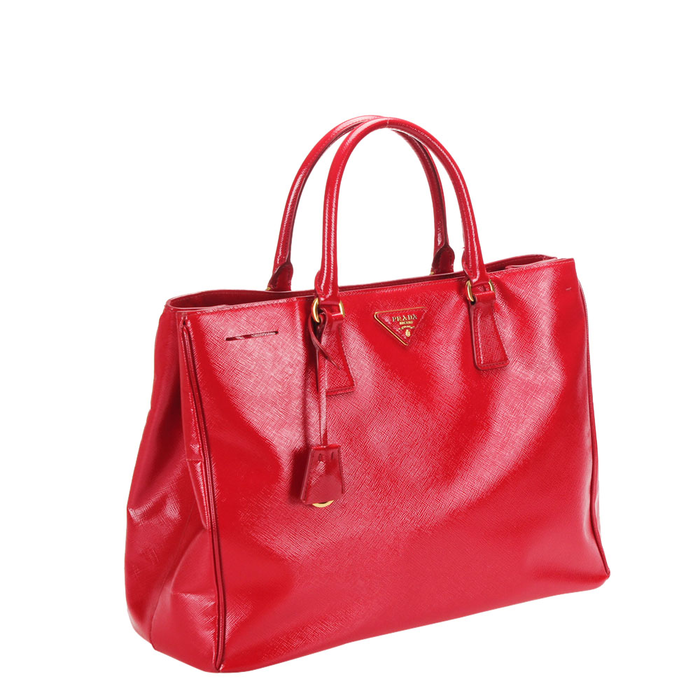 

Prada Red Saffiano Leather Galleria Double Zip Tote Bag