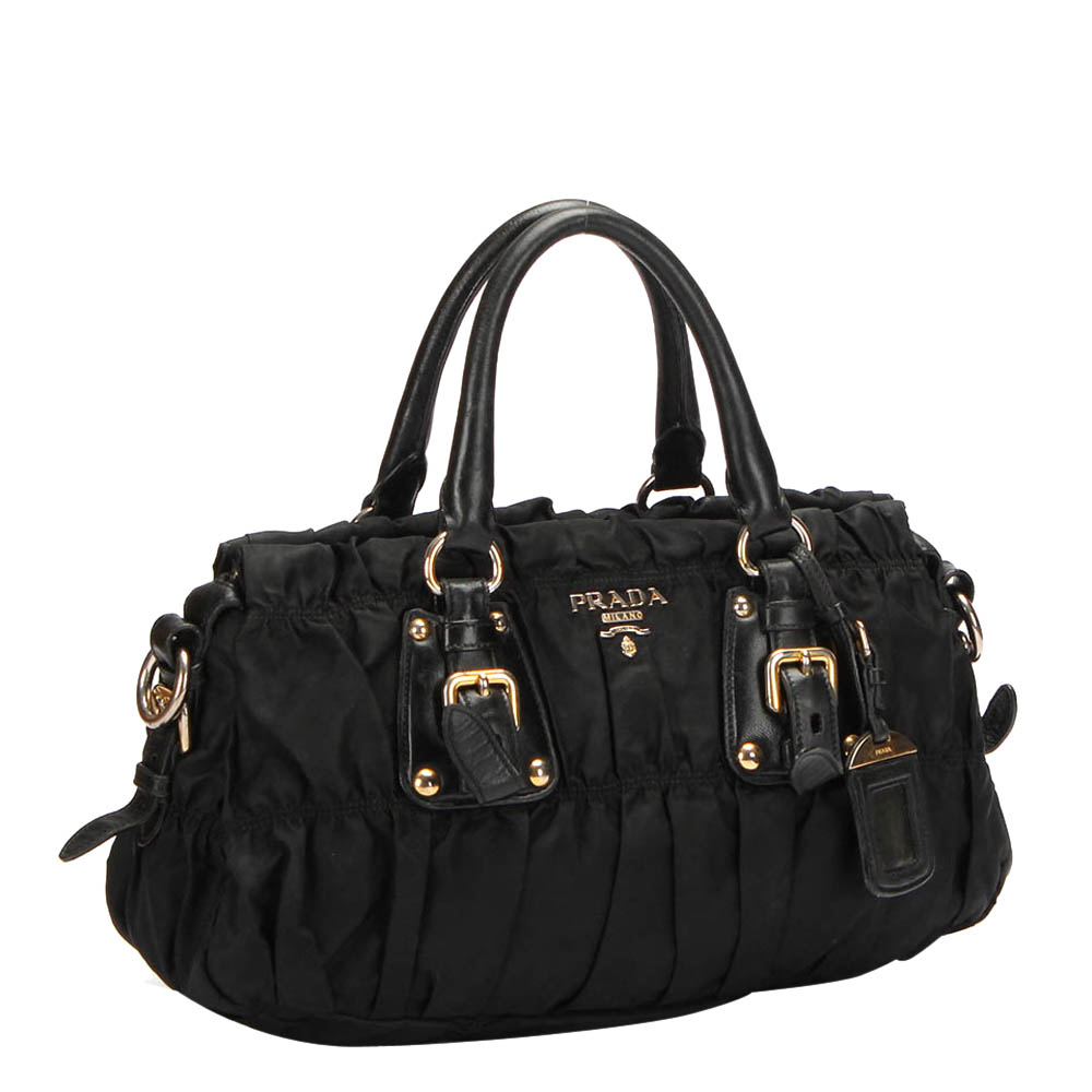 

Prada Black Tessuto Gaufre Tote Bag