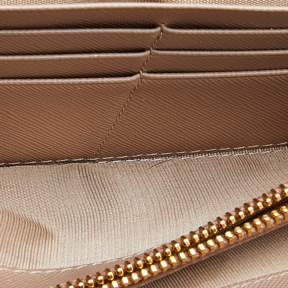 

Prada Beige Saffiano Leather Bow Continental Wallet