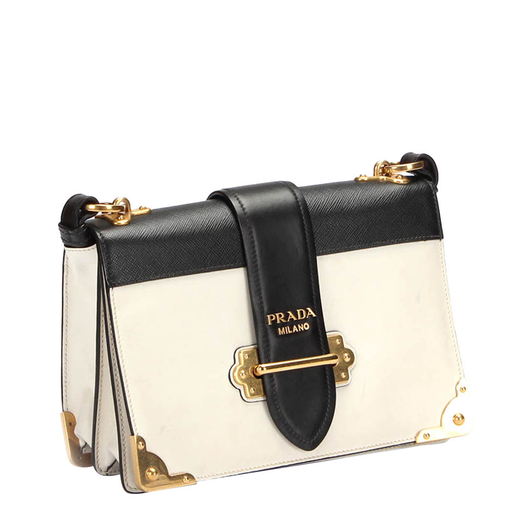 

Prada White Leather Cahier Shoulder Bag