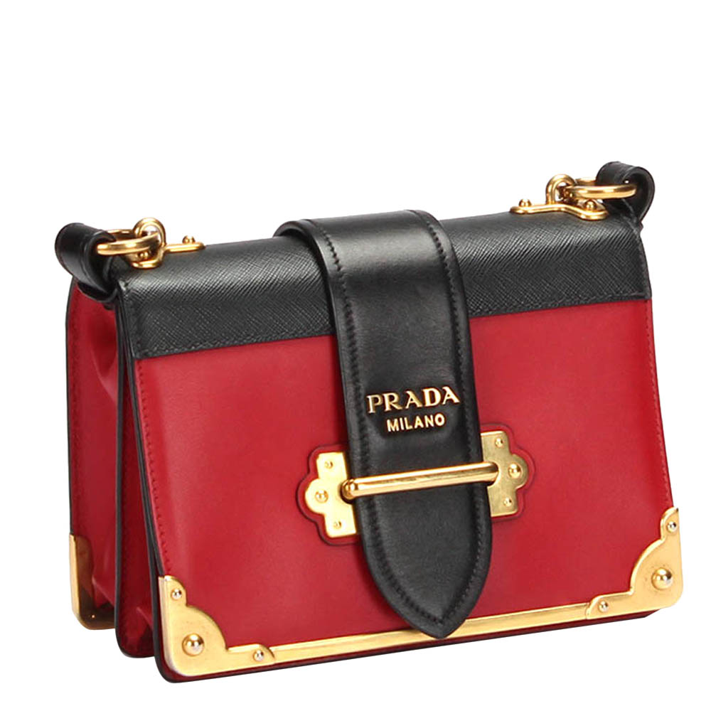 

Prada Red Leather Cahier Shoulder Bag