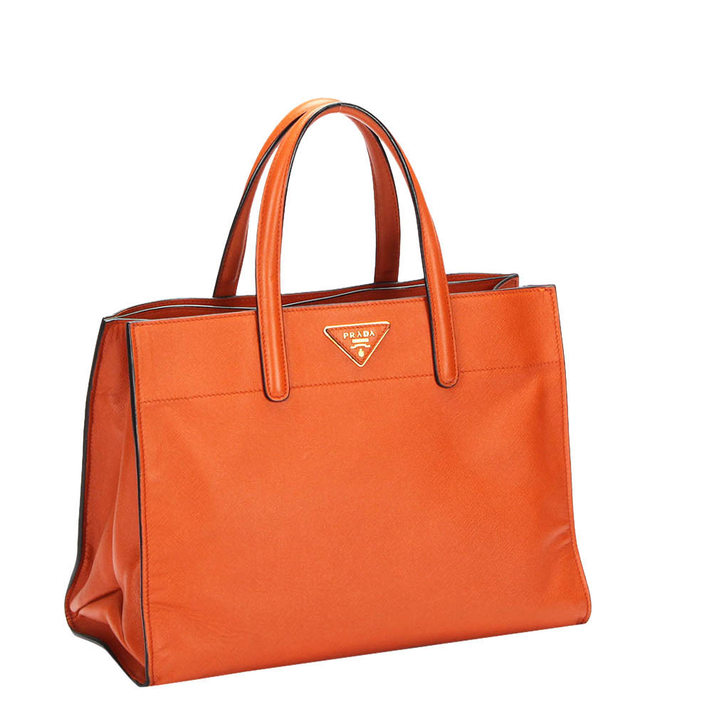 

Prada Orange Calf Leather Tote Bag