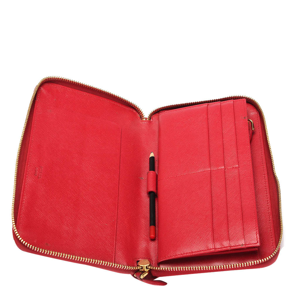 

Prada Red Leather Zip Around Wallet