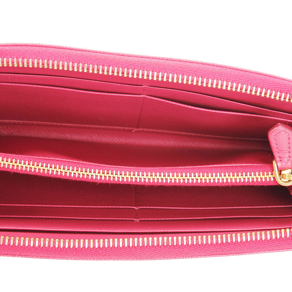 

Prada Red Saffaino Leather Zip Around Wallet
