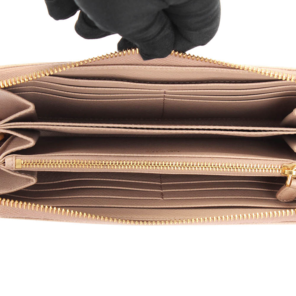 

Prada Beige Saffaino Leather Zip Around Wallet