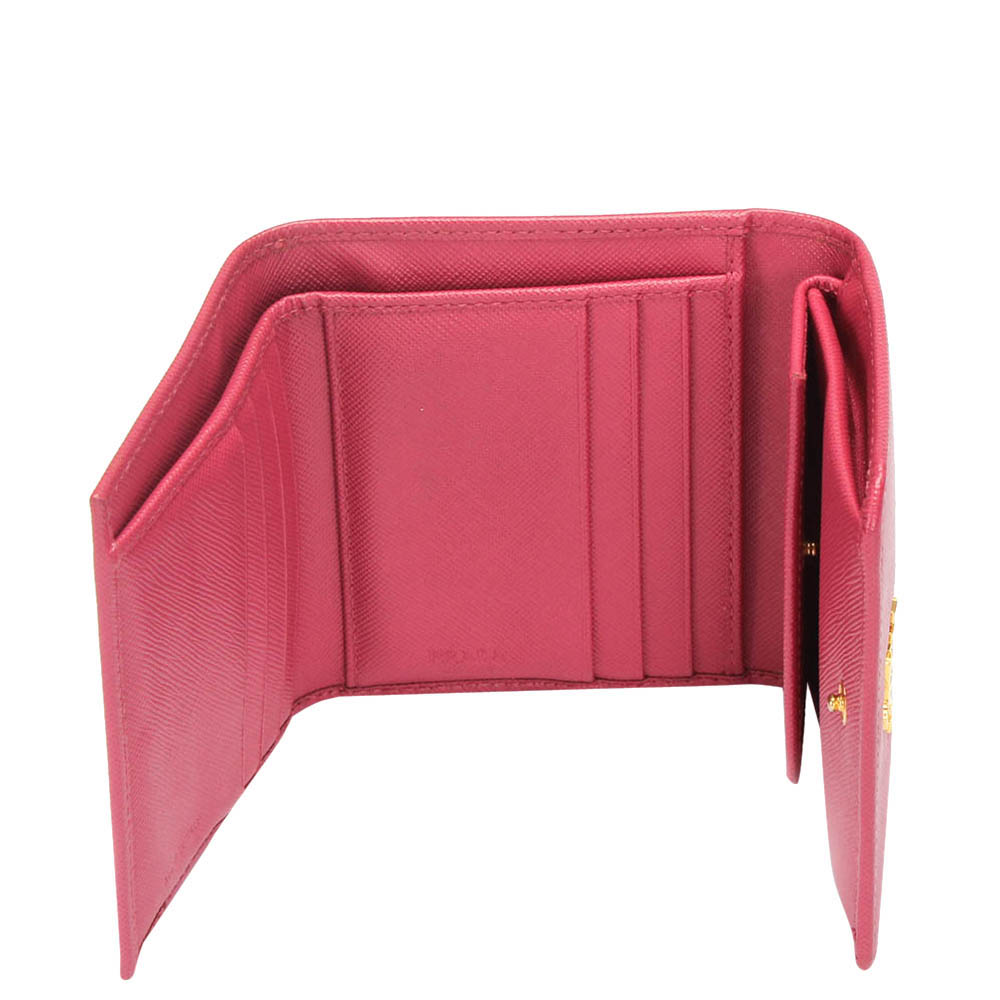 

Prada Pink Saffiano Leather Small Wallet