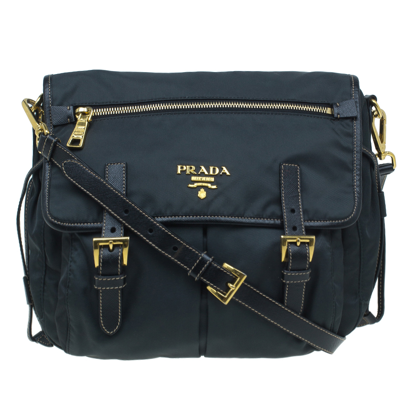 Buy Prada Black Nylon and Leather Crossbody Bag 51296 at best price | TLC