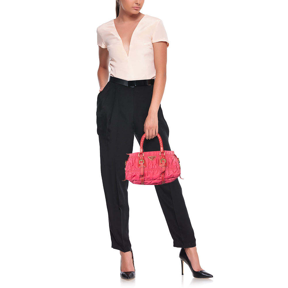 

Prada Pink Gaufre Nylon and Leather Tote
