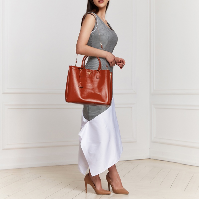 

Prada Orange Saffiano Lux Leather Large Galleria Tote