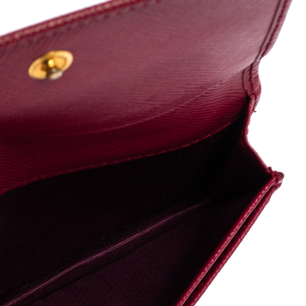 

Prada Pink Saffiano Leather Flap Business Card Holder