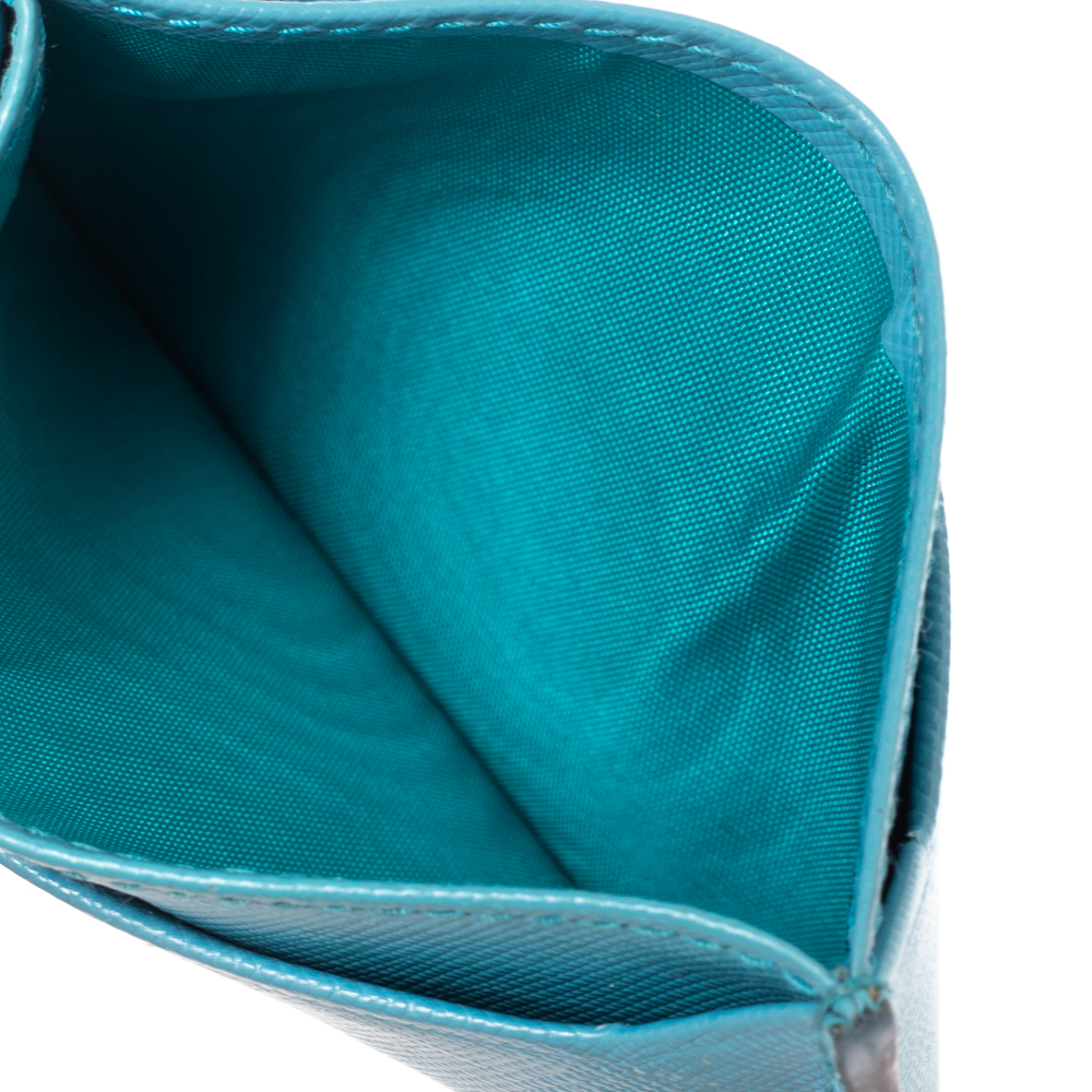 

Prada Blue Saffiano Lux Leather Card Holder